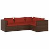 Brown Garden Lounge Set with Cinnamon Red Cushions