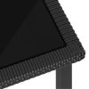 Black Poly Rattan Dining Set with Glass Tabletop