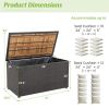 134‑Gallon Rattan Storage Box with Acacia Wood Top & Zippered Liner