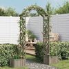 Grey Wooden Garden Arch with Decorative Inlays – Solid Firwood