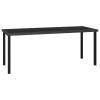 Black Poly Rattan Dining Set with Glass Tabletop