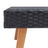 Black PE Rattan Coffee Table with Powder-Coated Steel and Eucalyptus Wood