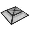 Portable Square Metal Fire Pit – 32" Black with Mesh Lid & Accessories