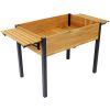 Raised Garden Bed – Fir Wood Planter Boxes with Metal Legs & Folding Storage Shelf