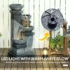 33.5" 4‑Tier Cascading Bowls Fountain – Resin Outdoor Waterfall with LEDs