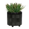 Set of 2 Shiny Black Textured Planters – 6" and 8"