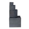 41.7" Gray Cement 4‑Tier Block Fountain – Modern Outdoor Water Feature