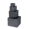 41.7" Gray Cement 4‑Tier Block Fountain – Modern Outdoor Water Feature