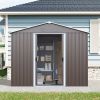 8' x 4' Gray Metal Storage Shed with Window & Metal Foundation