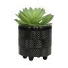 Set of 2 Shiny Black Textured Planters – 6" and 8"