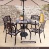 Round Cast Aluminum Patio Dining Table with Umbrella Hole - 31.5"