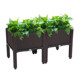 2-Piece Brown Free-Splicing Injection Planting Boxes