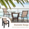 Patio Stackable Dining Chairs with Armrests – Set of 2
