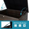 120 Gal Resin Wicker Deck Box – Waterproof Outdoor Storage Bench