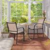 Patio Stackable Dining Chairs with Armrests – Set of 2