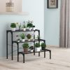 3-Tier Outdoor Metal Plant Stand with Heavy-Duty Rack