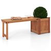 Teak Oil Finish Wooden Raised Garden Bed with Bench