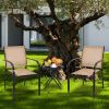 Patio Stackable Dining Chairs with Armrests – Set of 2