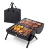 Portable Double‑Sided Charcoal Grill with Carry Bag – Tabletop Outdoor BBQ