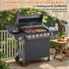 6‑Burner Propane Gas Grill with Side Burner, Cast‑Iron Grates & Side Tables – 72,000 BTU