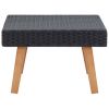 Black PE Rattan Coffee Table with Powder-Coated Steel and Eucalyptus Wood