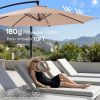 10 ft Offset Hanging Patio Umbrella with Base – Khaki, Tilt & Rotate