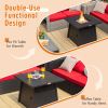 30" Square Propane Gas Fire Pit Table with Lava Rocks and Waterproof Cover (Steel)