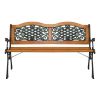 49" Garden Bench with Hardwood Slats and Cast Iron Frame