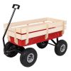 Four‑Wheel Garden Wagon – Iron & Wood Utility Cart, 38.2 x 16.9 x 30.7 inches