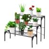 3-Tier Outdoor Metal Plant Stand with Heavy-Duty Rack