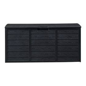 Outdoor Garden Plastic Storage Deck Box Chest, Lockable Seat – 75 Gallon (Black)