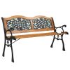 49" Garden Bench with Hardwood Slats and Cast Iron Frame