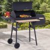 Offset Charcoal Grill & Smoker Combo with Side Shelves & Thermometer