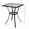 28.5" Square Outdoor Patio Glass Top Table with Rattan Edge