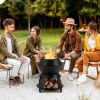 20" Patio Metal Camping Fire Bowl with Pot Holder and Storage Shelf