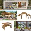 3-Piece Acacia Wood Table and Bench Dining Set for Outdoor and Indoor Use