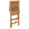 Set of 3 Foldable Teak Brown Garden Chairs