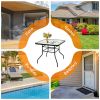 32" Square Tempered Glass Patio Table with Steel Frame