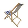Populus Wood Sling Chair with Blue and Dark Blue Stripes