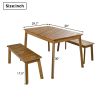 3-Piece Acacia Wood Table and Bench Dining Set for Outdoor and Indoor Use