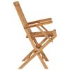 Set of 3 Foldable Teak Brown Garden Chairs