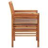 Outdoor Dining Chair with Brown Acacia Wood Frame and Dark Grey Cushion