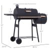 Offset Charcoal Grill & Smoker Combo with Side Shelves & Thermometer