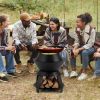 20" Patio Metal Camping Fire Bowl with Pot Holder and Storage Shelf