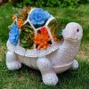 Solar LED Turtle Statue with Succulent Planter Stand – Garden Gnome Accent