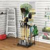Heavy‑Duty Metal Garden Tool Organizer Rack with Hooks – Freestanding Yard Storage Stand