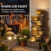 28" Rustic Jugs Outdoor Fountain – 5‑Tier Cascading with LED Lights