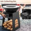 Patio Wood‑Burning Fire Pit with Log Rack, Grill Grate, and Ash Box