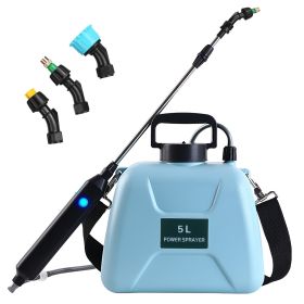 5 L / 1.3 Gallon Electric Plant Sprayer – Telescopic Rechargeable Garden Sprayer with 3 Spray Spouts and Shoulder Strap