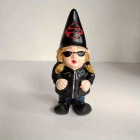 Biker‑Themed Garden Gnome Statue (Color: Halley Female)